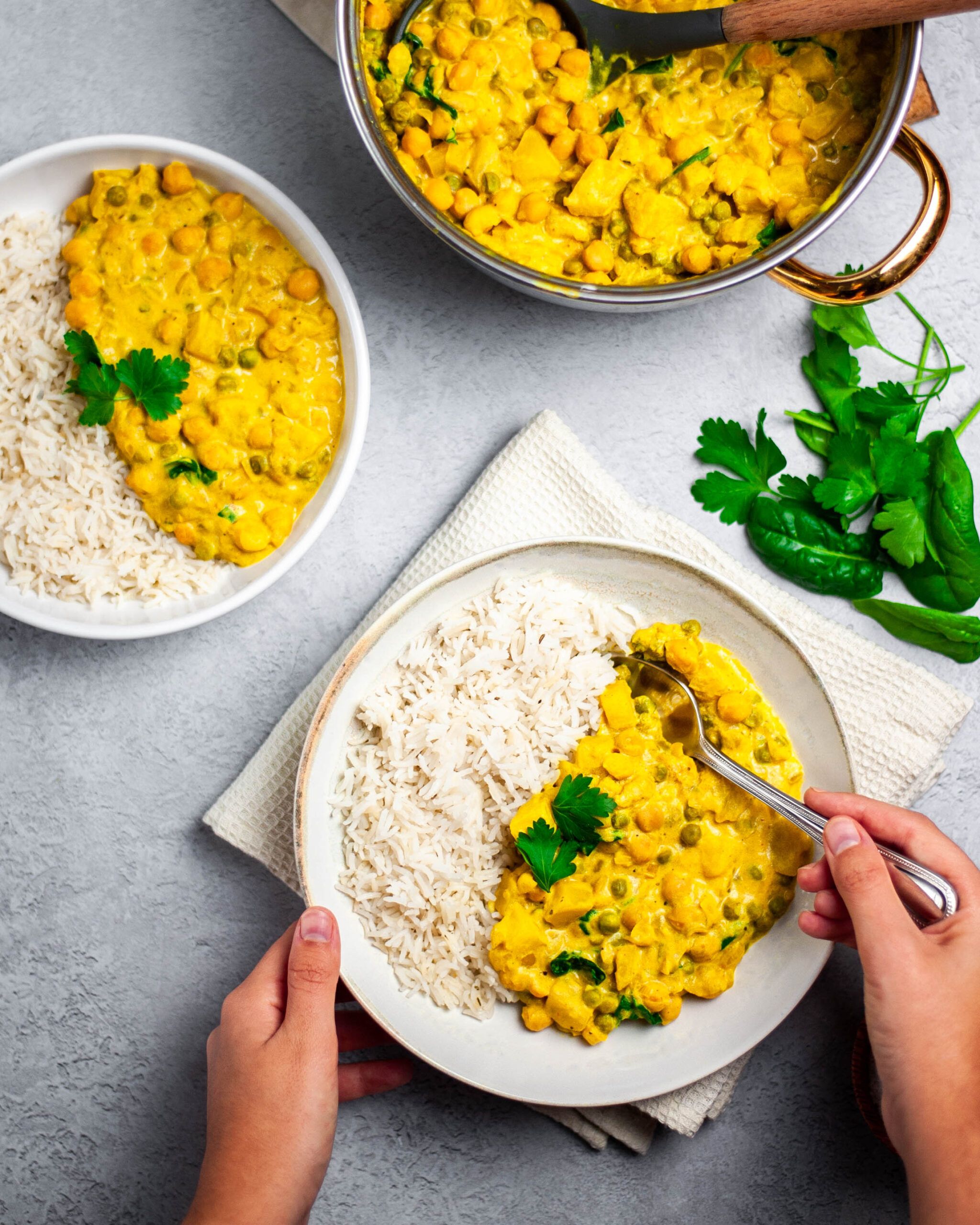 Yellow curry chickpea dish