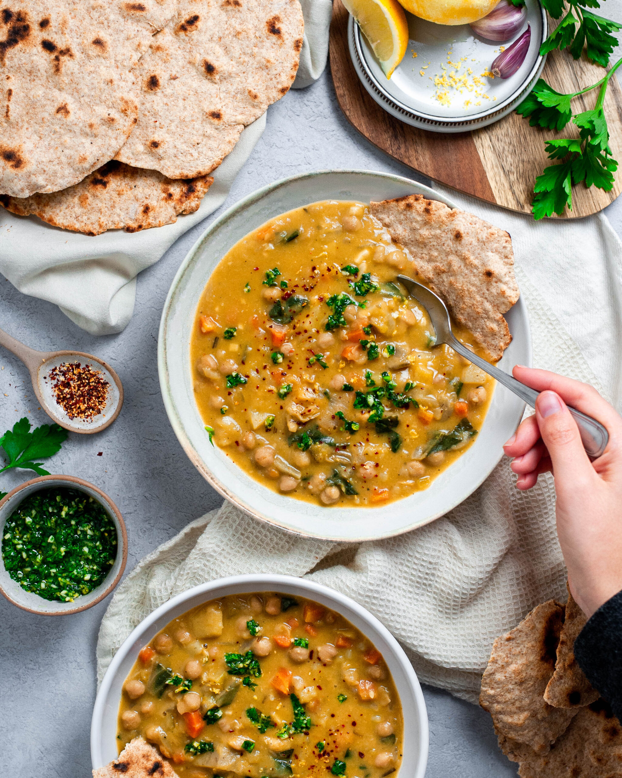 Creamy Chickpea Soup serving